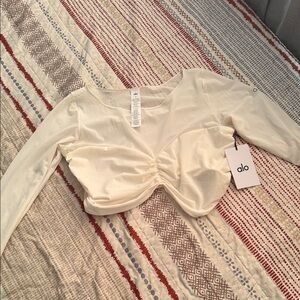 ALO Yoga Cream Ruched Women's Blouse